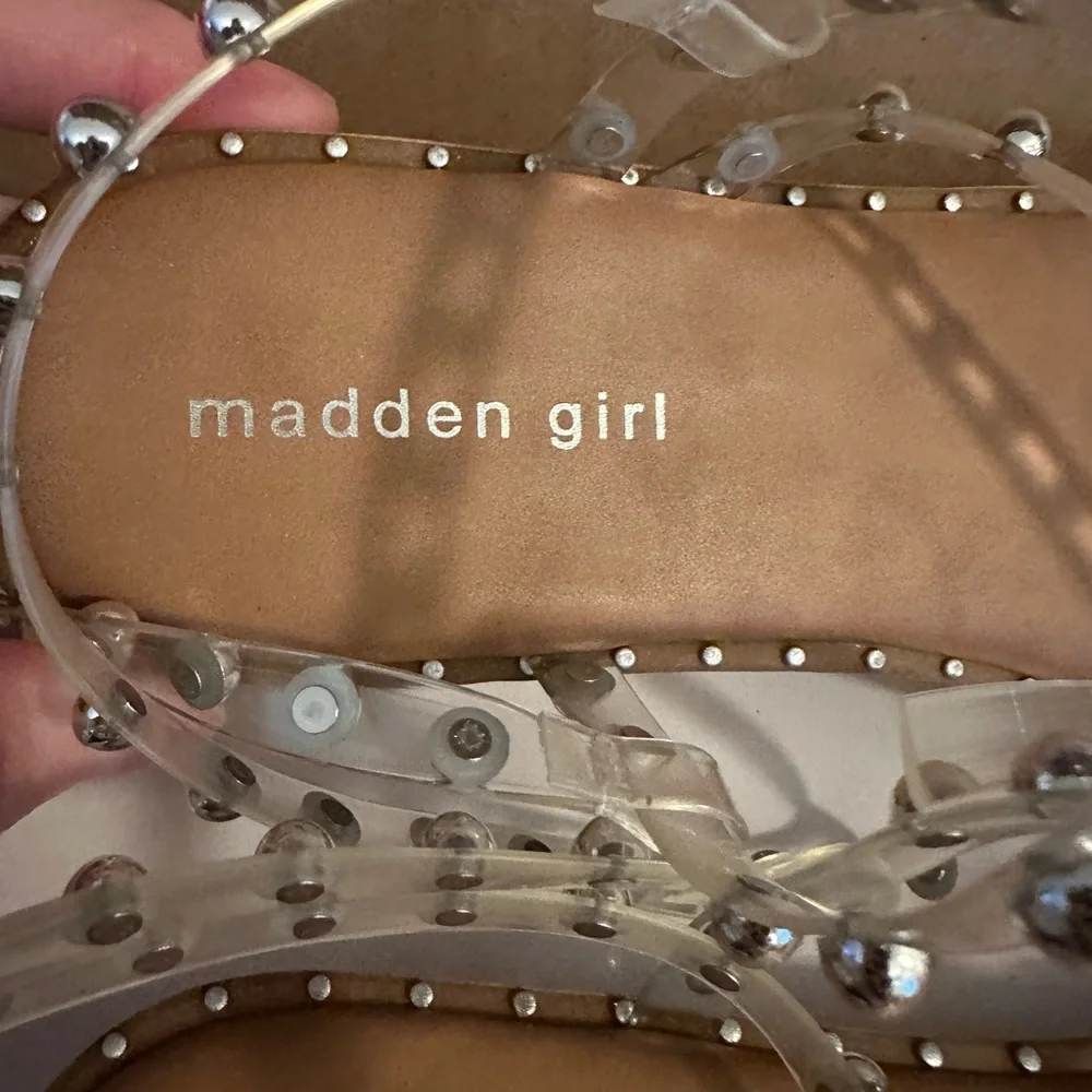 Madden Girl 9.5 Clear Studded Sandals - Picture 8 of 8